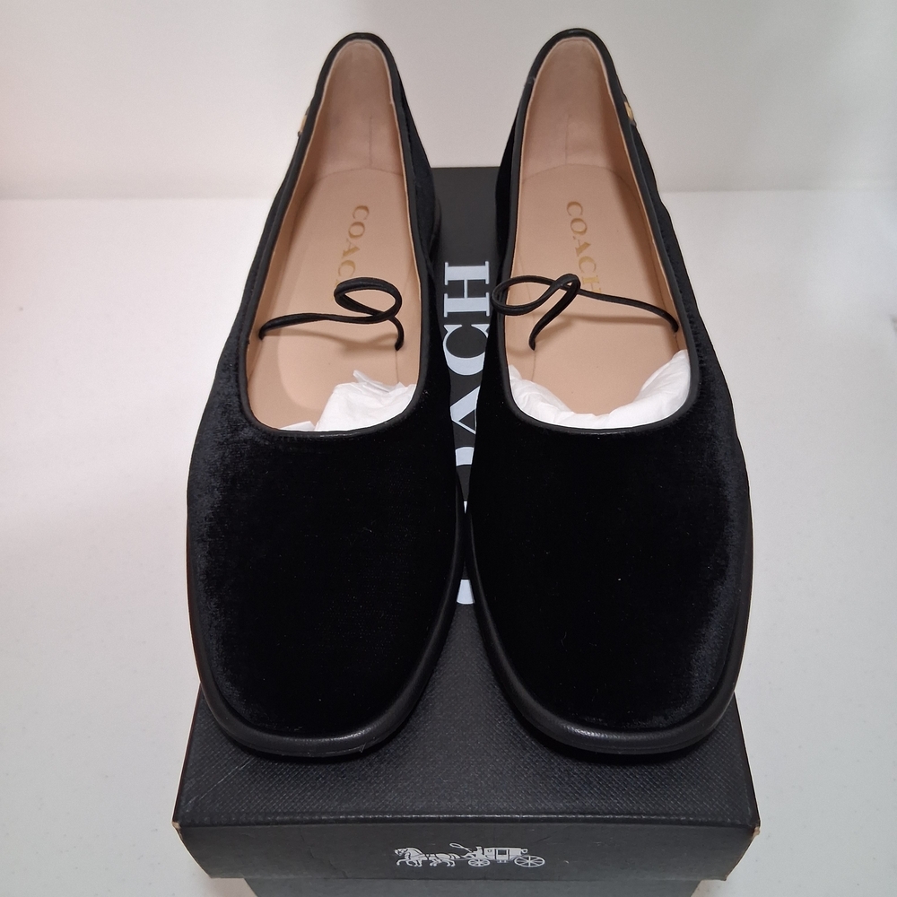 Coach Women's Black Velvet Flats
